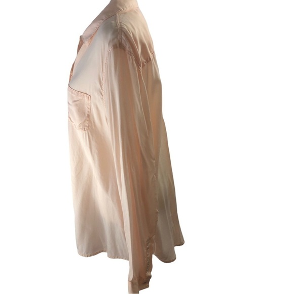 aerie Full Front Button Up Soft Lyocell Blouse Women L Light Peach Classic - Picture 5 of 11